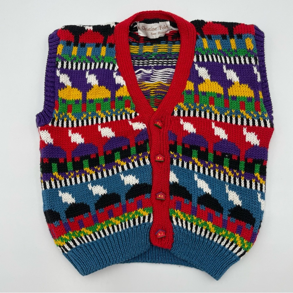 Christine Foley Sweater Vest Baby Toddler Colorful Houses Stripes Pattern Child‎